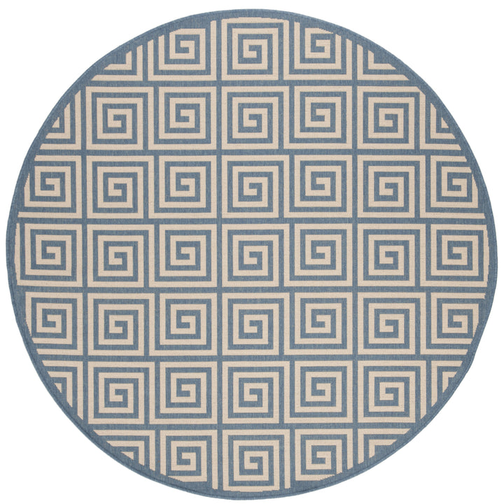 SAFAVIEH Outdoor LND129N Linden Collection Cream / Blue Rug Image 5