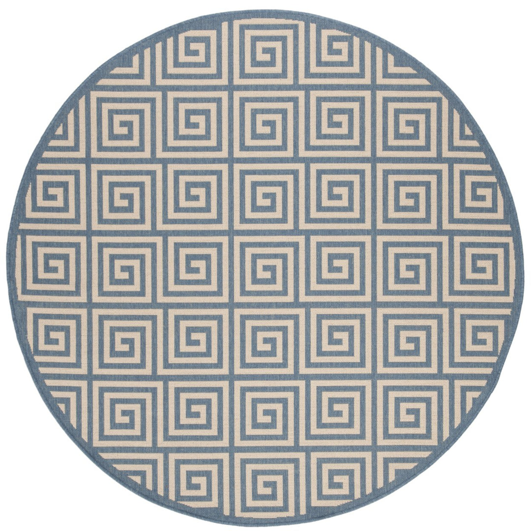 SAFAVIEH Outdoor LND129N Linden Collection Cream / Blue Rug Image 1