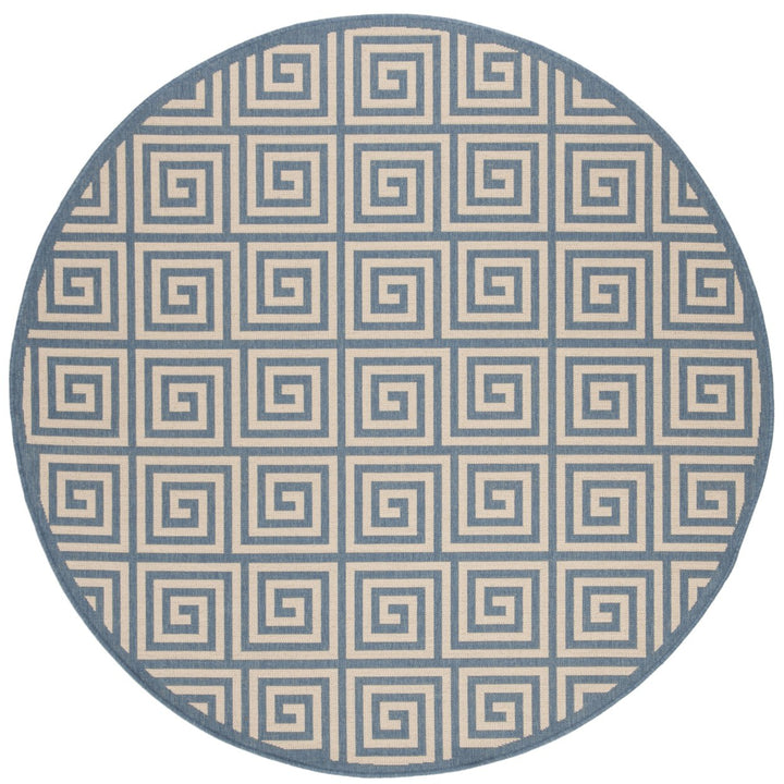 SAFAVIEH Outdoor LND129N Linden Collection Cream / Blue Rug Image 1