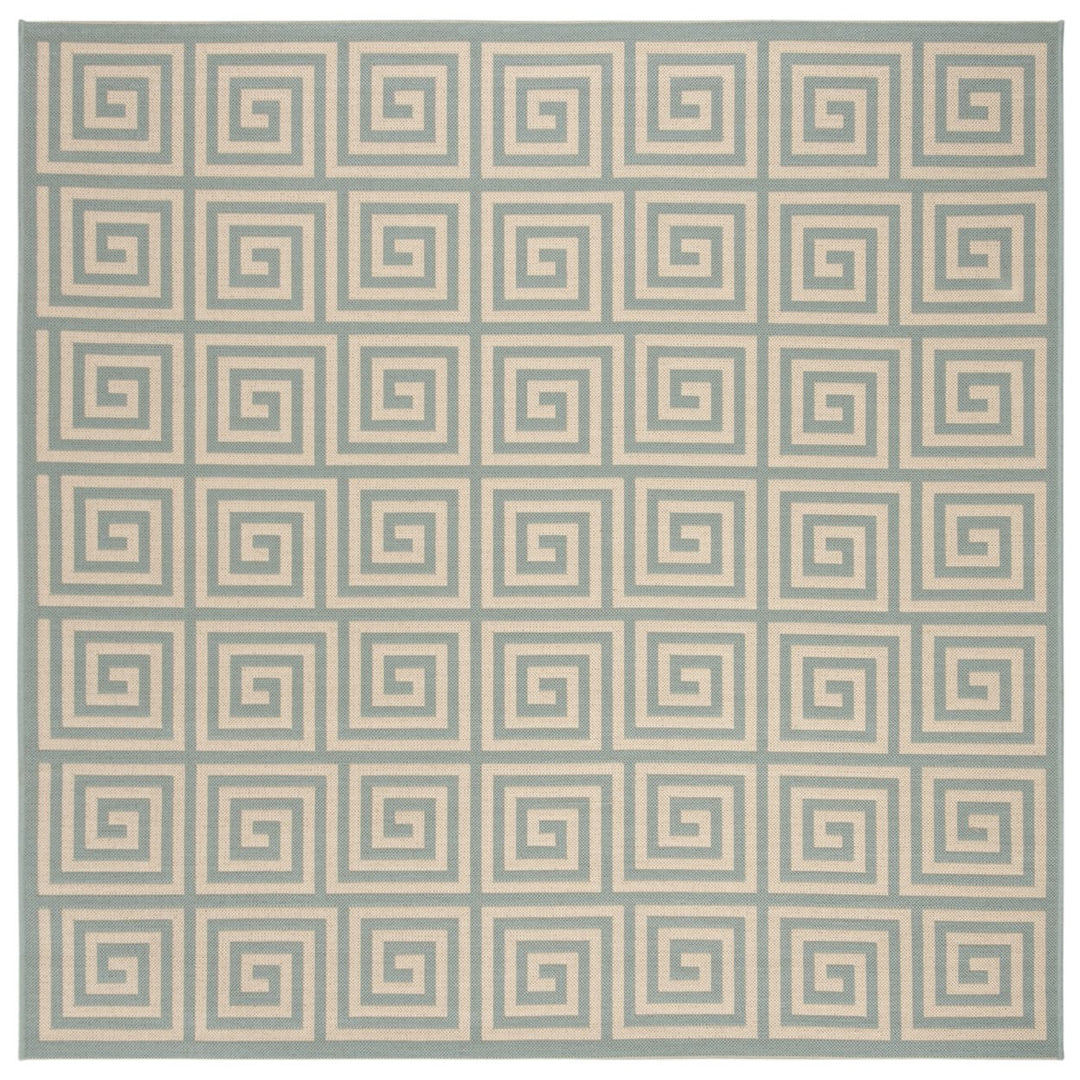 SAFAVIEH Outdoor LND129L Linden Collection Cream / Aqua Rug Image 1