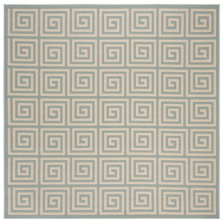 SAFAVIEH Outdoor LND129L Linden Collection Cream / Aqua Rug Image 1