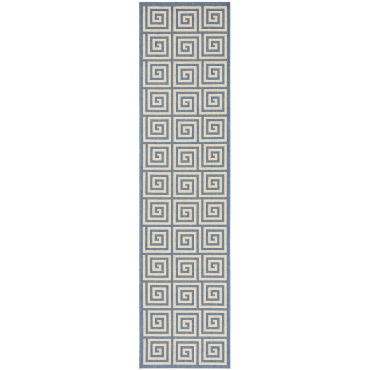 SAFAVIEH Outdoor LND129N Linden Collection Cream / Blue Rug Image 6