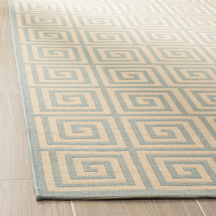 SAFAVIEH Outdoor LND129L Linden Collection Cream / Aqua Rug Image 8