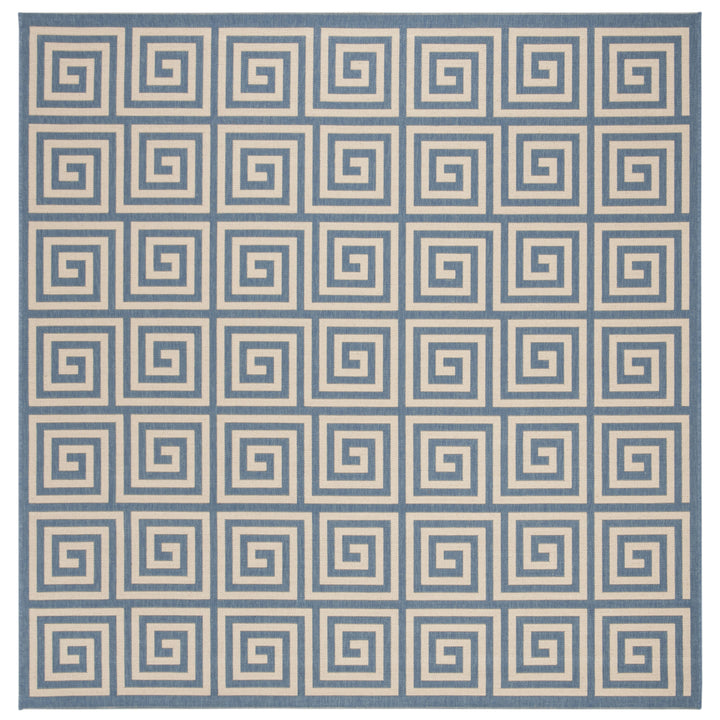 SAFAVIEH Outdoor LND129N Linden Collection Cream / Blue Rug Image 7