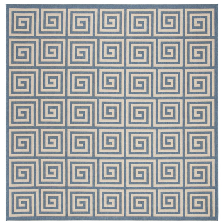 SAFAVIEH Outdoor LND129N Linden Collection Cream / Blue Rug Image 1