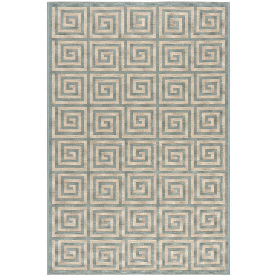 SAFAVIEH Outdoor LND129L Linden Collection Cream / Aqua Rug Image 10