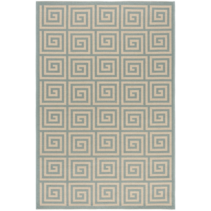 SAFAVIEH Outdoor LND129L Linden Collection Cream / Aqua Rug Image 10