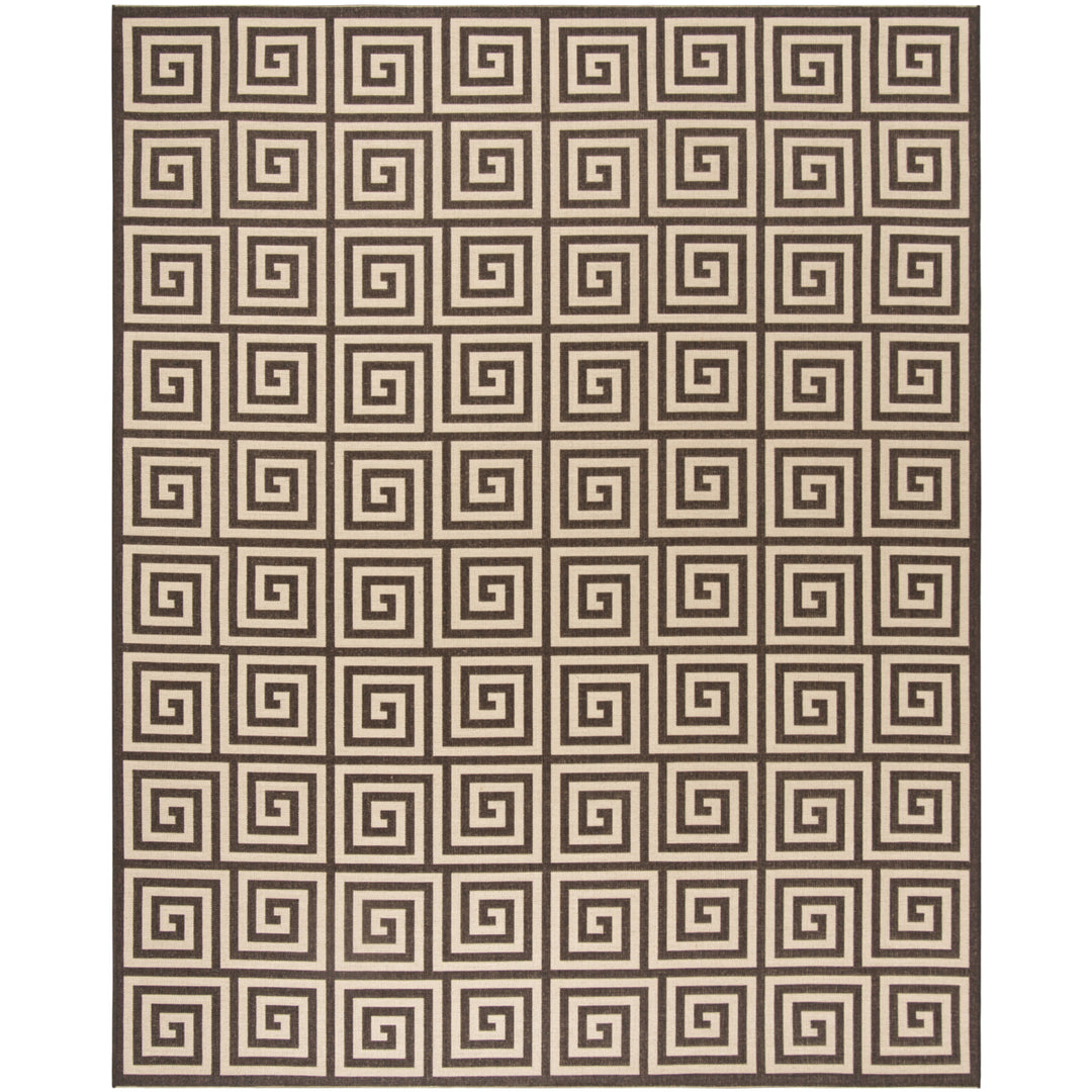 SAFAVIEH Outdoor LND129U Linden Collection Creme / Brown Rug Image 4