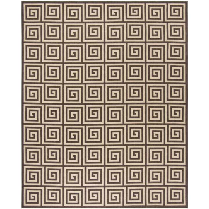 SAFAVIEH Outdoor LND129U Linden Collection Creme / Brown Rug Image 4