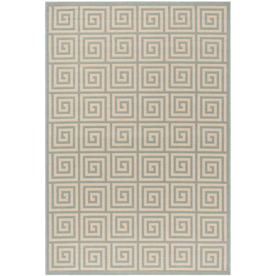 SAFAVIEH Outdoor LND129L Linden Collection Cream / Aqua Rug Image 11