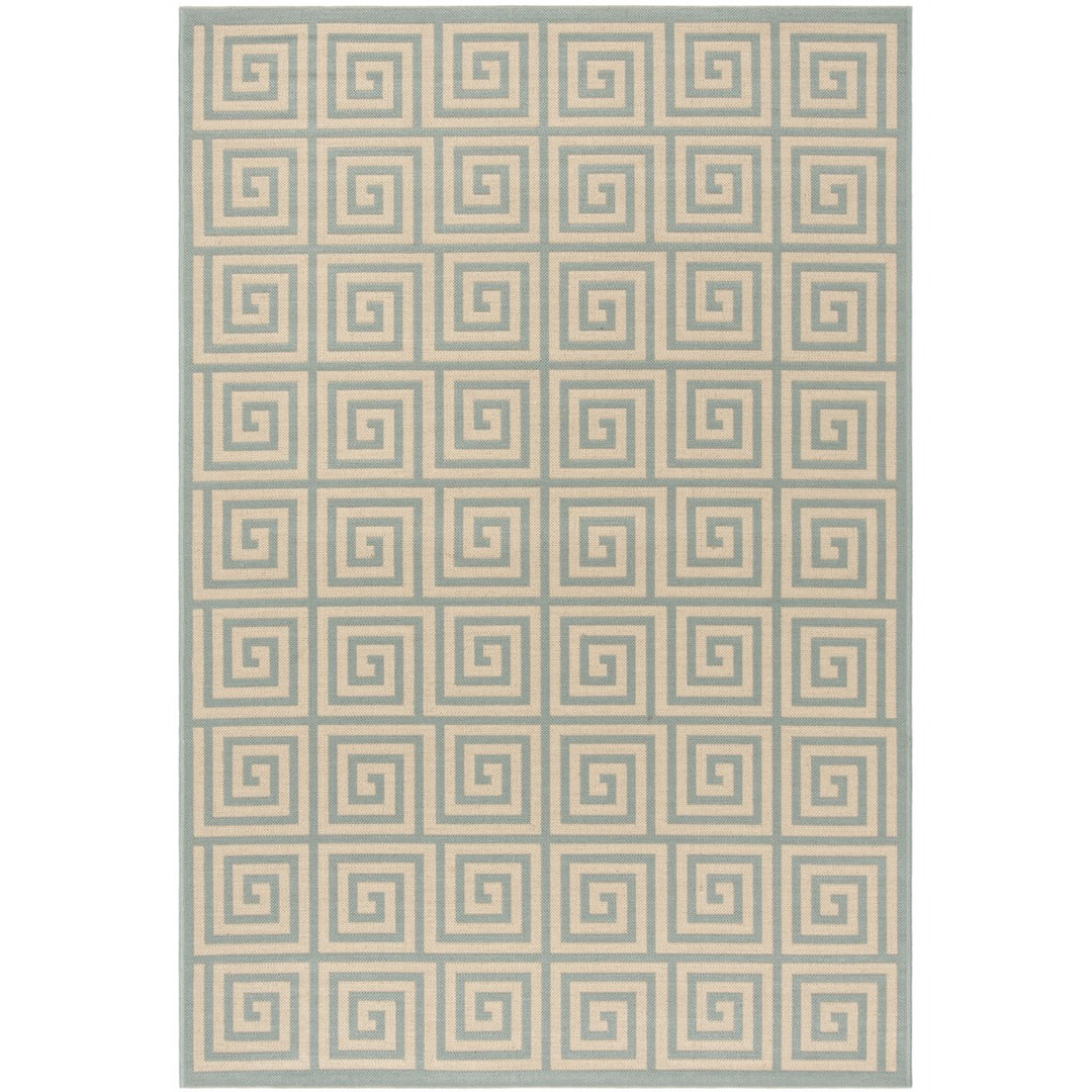 SAFAVIEH Outdoor LND129L Linden Collection Cream / Aqua Rug Image 1