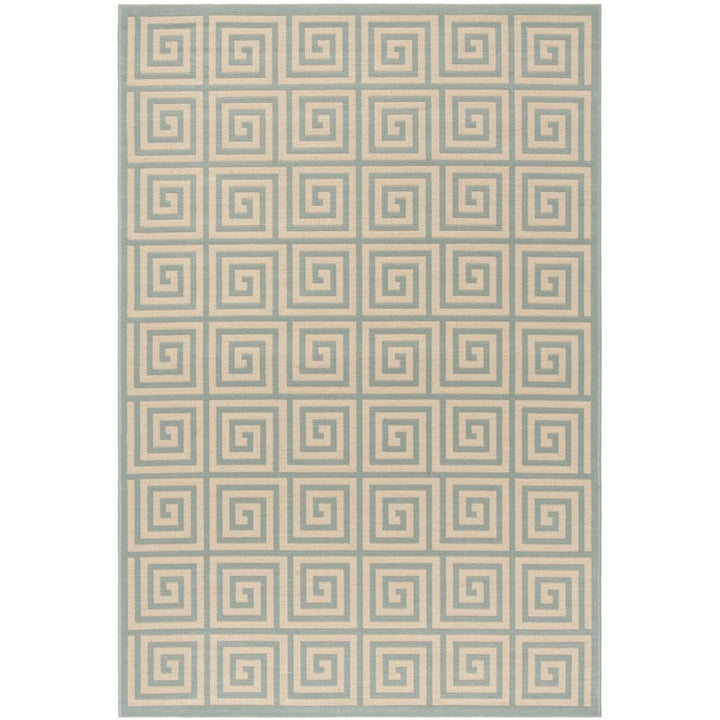 SAFAVIEH Outdoor LND129L Linden Collection Cream / Aqua Rug Image 1