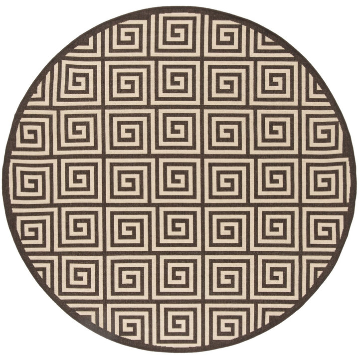 SAFAVIEH Outdoor LND129U Linden Collection Creme / Brown Rug Image 5