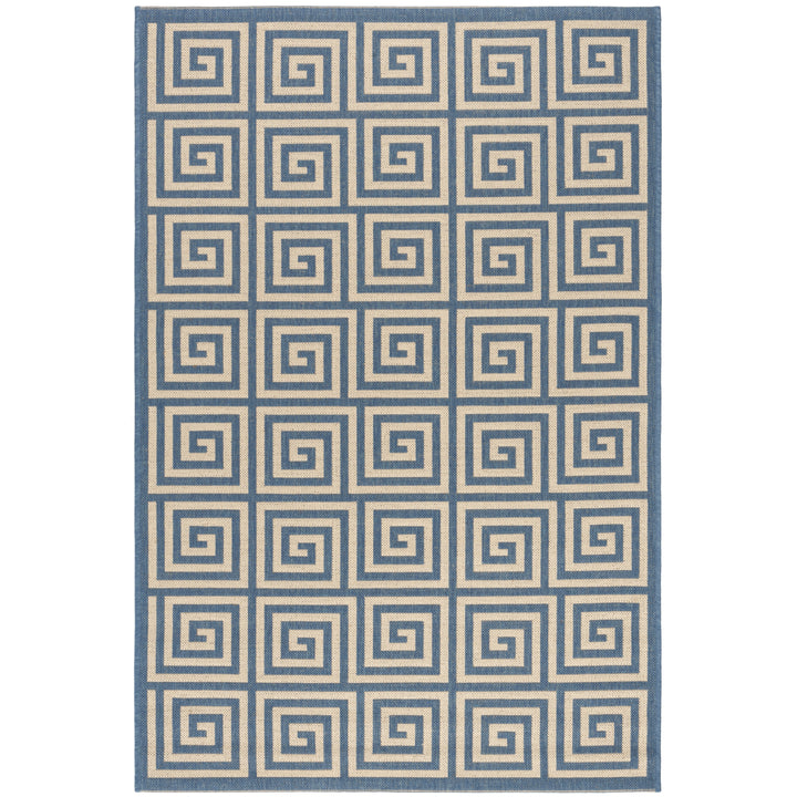 SAFAVIEH Outdoor LND129N Linden Collection Cream / Blue Rug Image 1