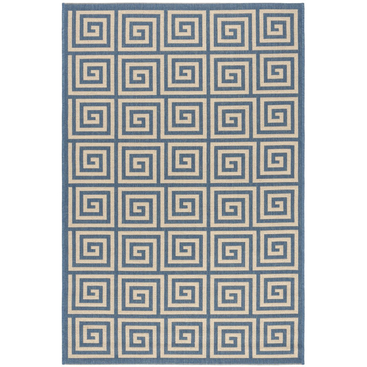 SAFAVIEH Outdoor LND129N Linden Collection Cream / Blue Rug Image 1