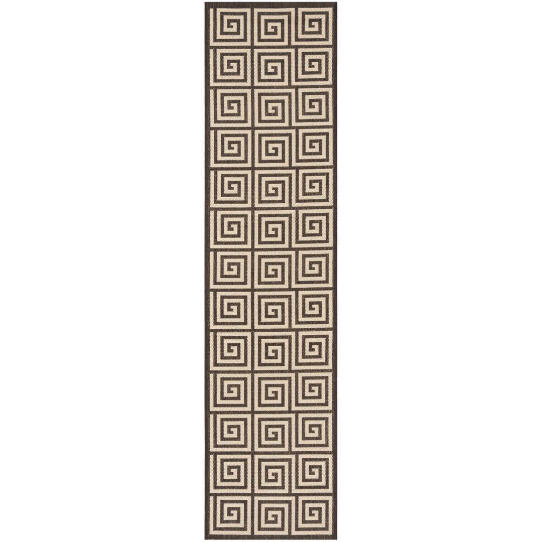 SAFAVIEH Outdoor LND129U Linden Collection Creme / Brown Rug Image 6