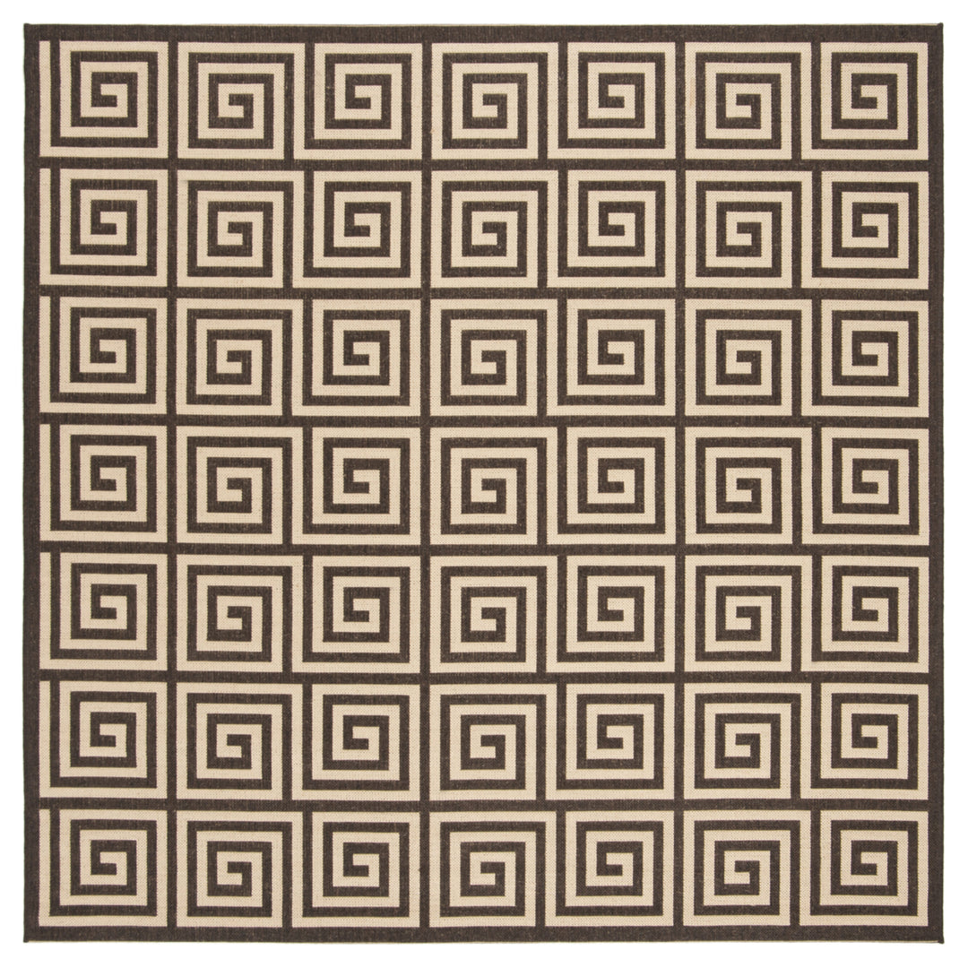 SAFAVIEH Outdoor LND129U Linden Collection Creme / Brown Rug Image 7