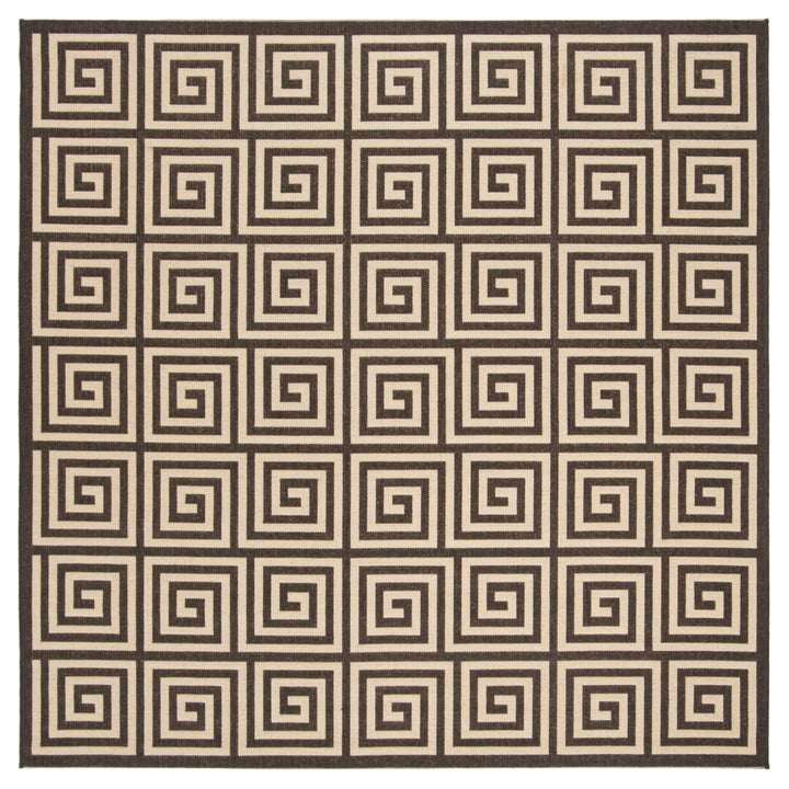 SAFAVIEH Outdoor LND129U Linden Collection Creme / Brown Rug Image 7