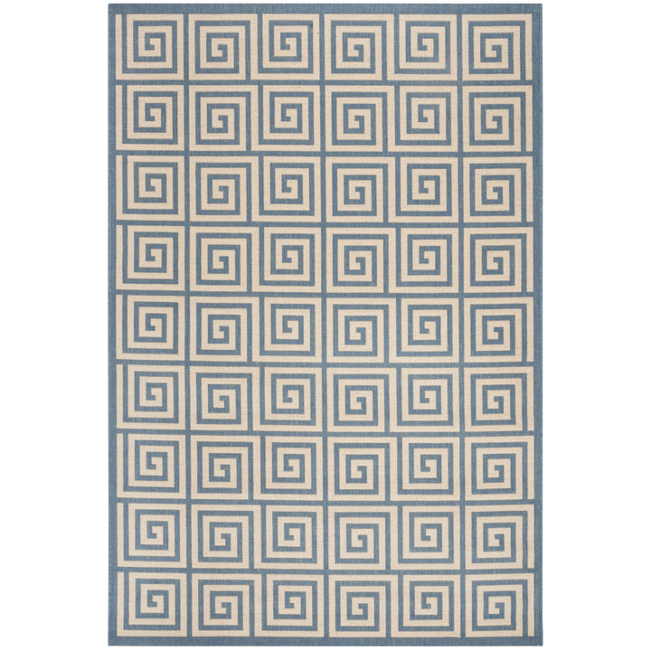 SAFAVIEH Outdoor LND129N Linden Collection Cream / Blue Rug Image 11