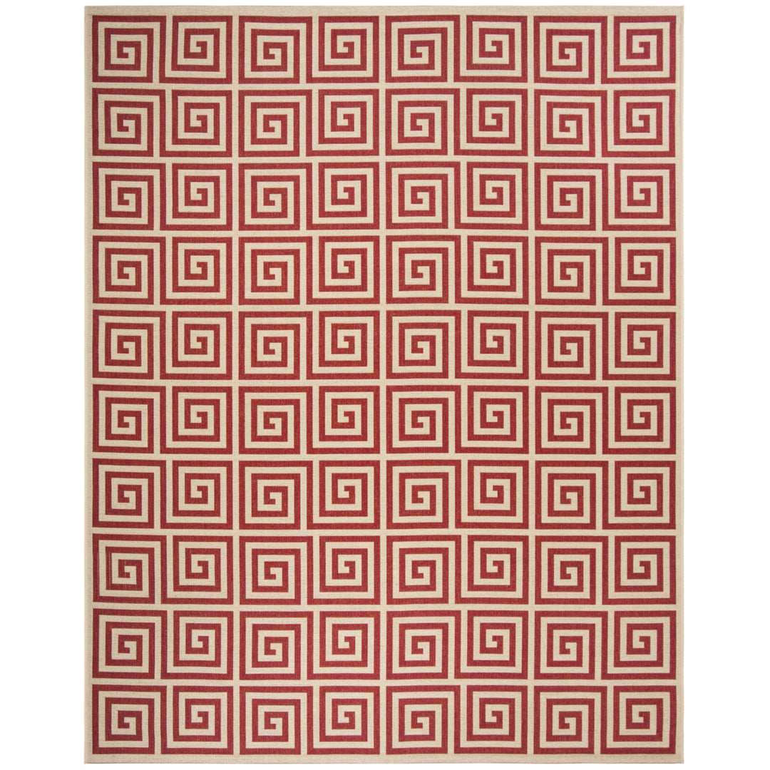 SAFAVIEH Outdoor LND129Q Linden Collection Red / Creme Rug Image 4