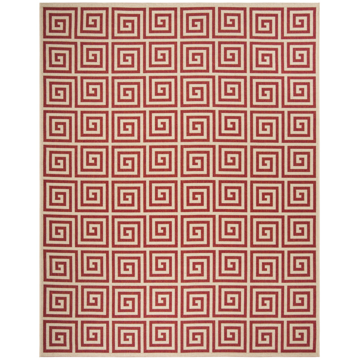 SAFAVIEH Outdoor LND129Q Linden Collection Red / Creme Rug Image 4