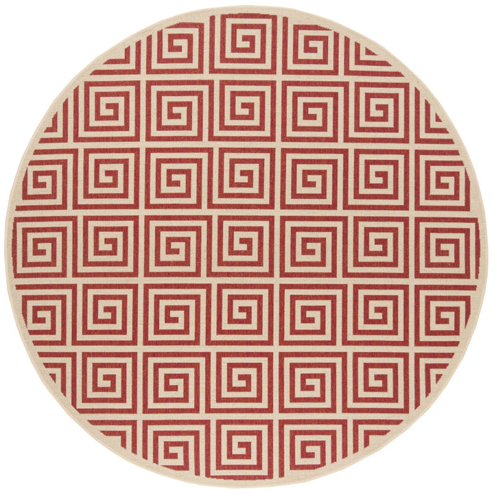 SAFAVIEH Outdoor LND129Q Linden Collection Red / Creme Rug Image 5