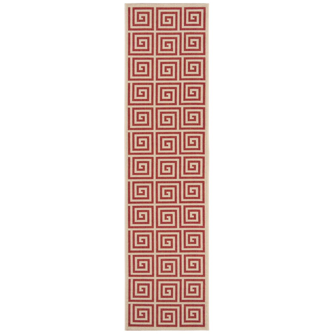 SAFAVIEH Outdoor LND129Q Linden Collection Red / Creme Rug Image 6