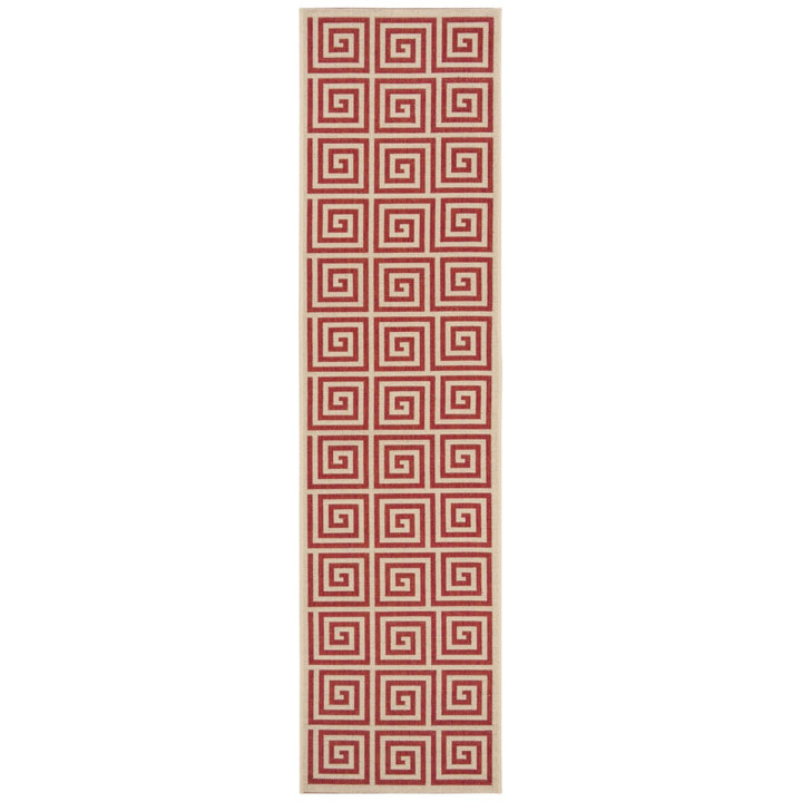 SAFAVIEH Outdoor LND129Q Linden Collection Red / Creme Rug Image 6