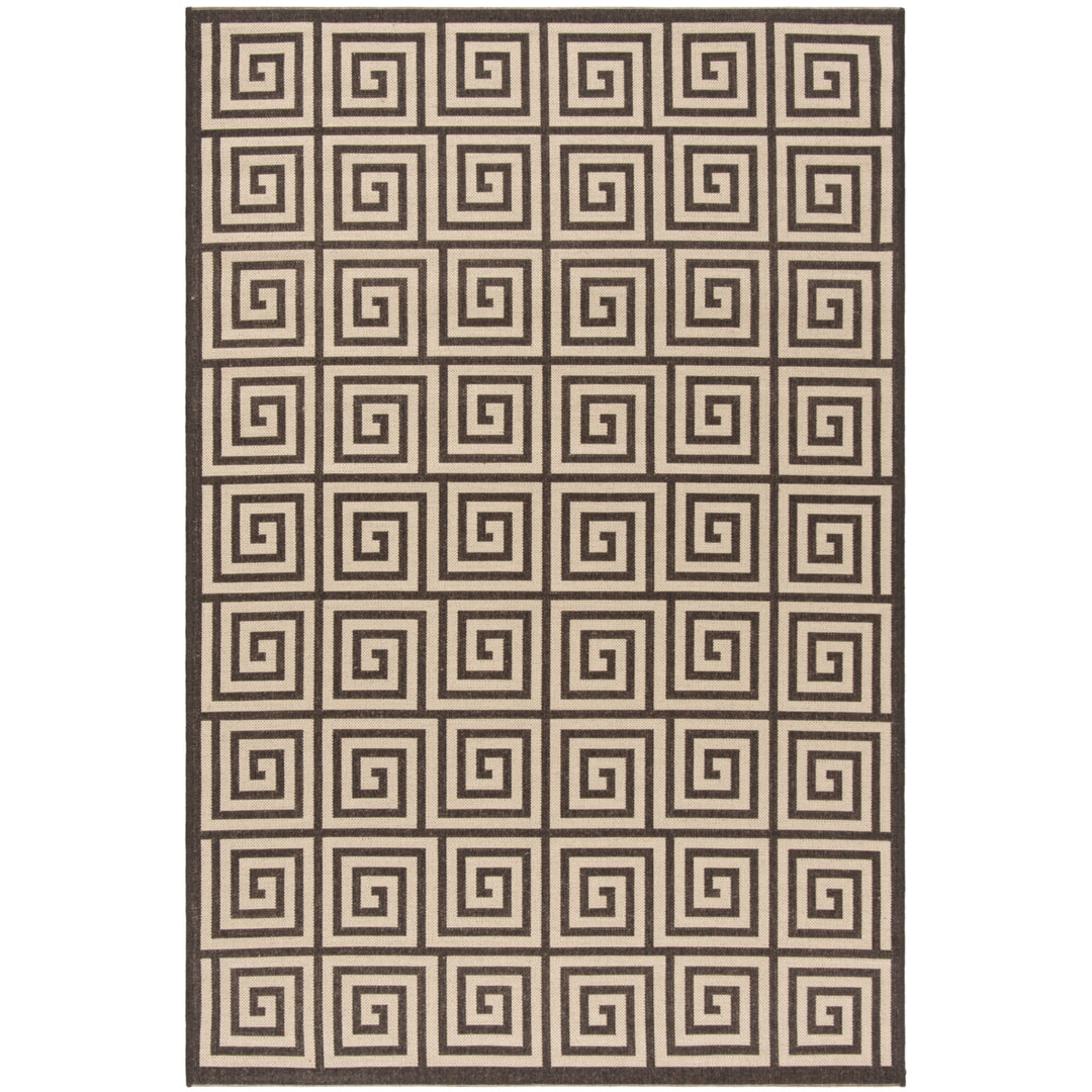 SAFAVIEH Outdoor LND129U Linden Collection Creme / Brown Rug Image 11