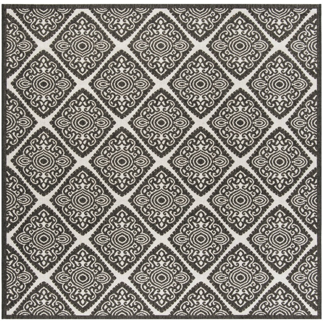 SAFAVIEH Outdoor LND132A Linden Light Grey / Charcoal Rug Image 1