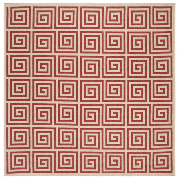 SAFAVIEH Outdoor LND129Q Linden Collection Red / Creme Rug Image 7