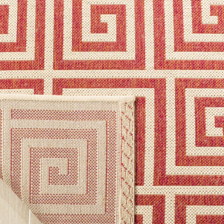 SAFAVIEH Outdoor LND129Q Linden Collection Red / Creme Rug Image 9