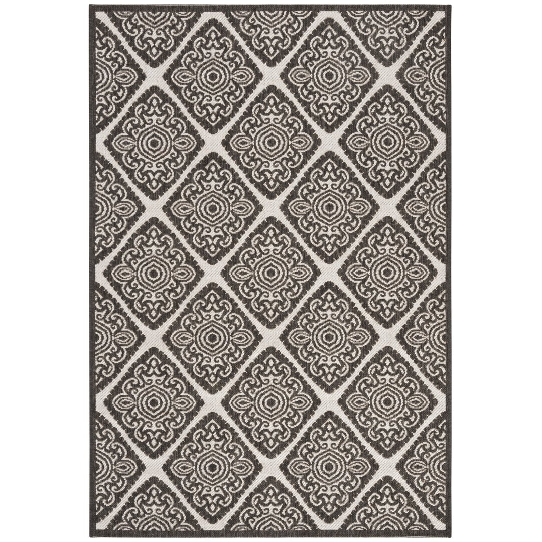 SAFAVIEH Outdoor LND132A Linden Light Grey / Charcoal Rug Image 8