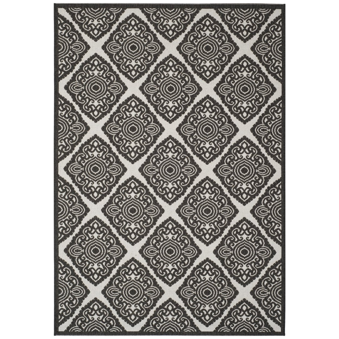 SAFAVIEH Outdoor LND132A Linden Light Grey / Charcoal Rug Image 9