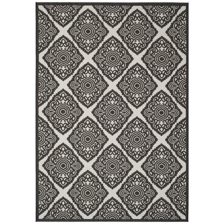 SAFAVIEH Outdoor LND132A Linden Light Grey / Charcoal Rug Image 9