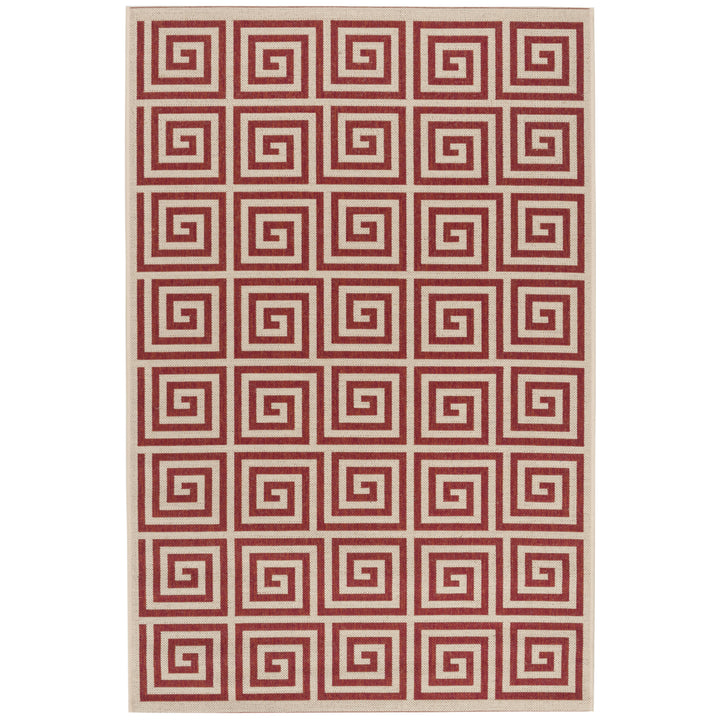 SAFAVIEH Outdoor LND129Q Linden Collection Red / Creme Rug Image 10