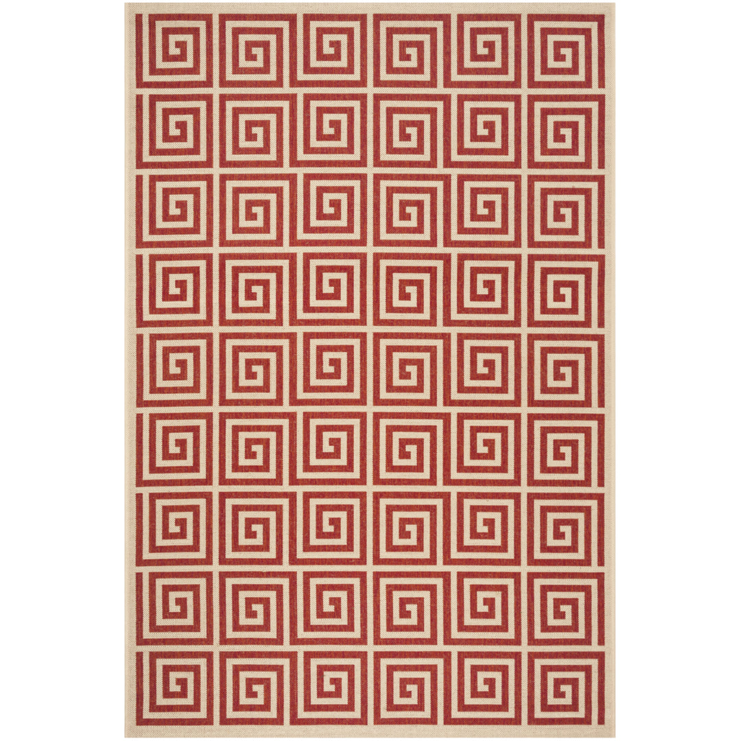 SAFAVIEH Outdoor LND129Q Linden Collection Red / Creme Rug Image 11