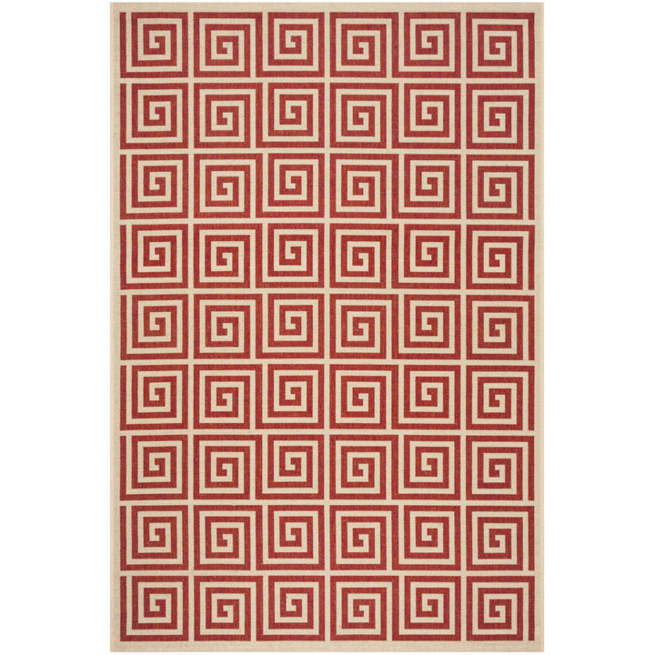 SAFAVIEH Outdoor LND129Q Linden Collection Red / Creme Rug Image 11