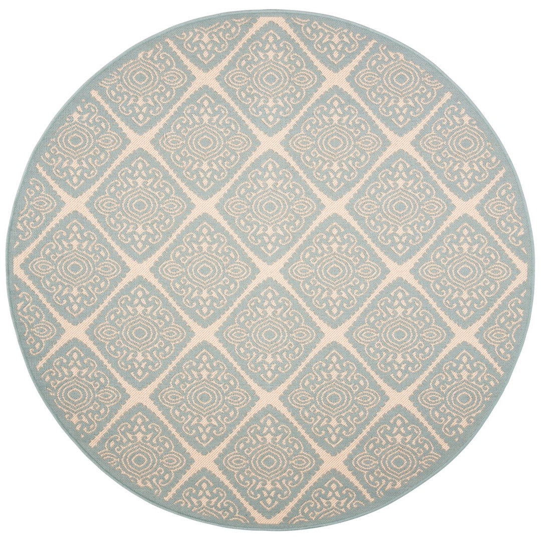 SAFAVIEH Outdoor LND132L Linden Collection Cream / Aqua Rug Image 1