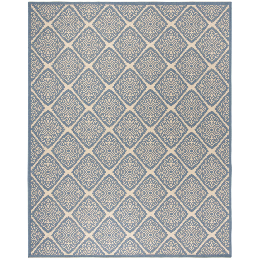 SAFAVIEH Outdoor LND132N Linden Collection Cream / Blue Rug Image 4