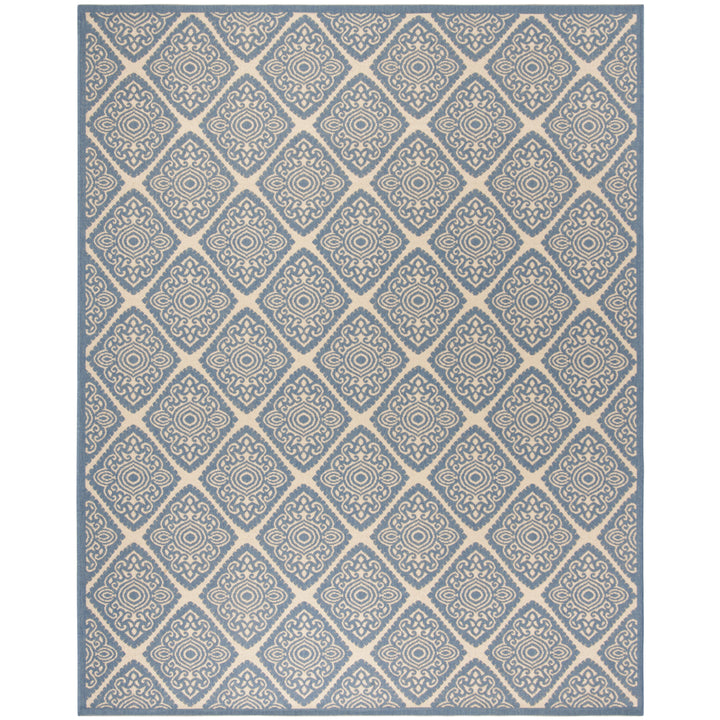 SAFAVIEH Outdoor LND132N Linden Collection Cream / Blue Rug Image 4