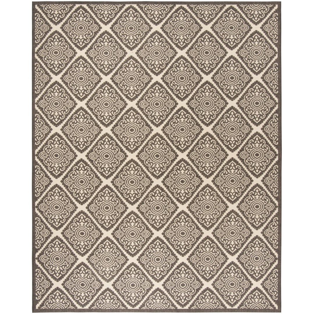 SAFAVIEH Outdoor LND132U Linden Collection Creme / Brown Rug Image 1