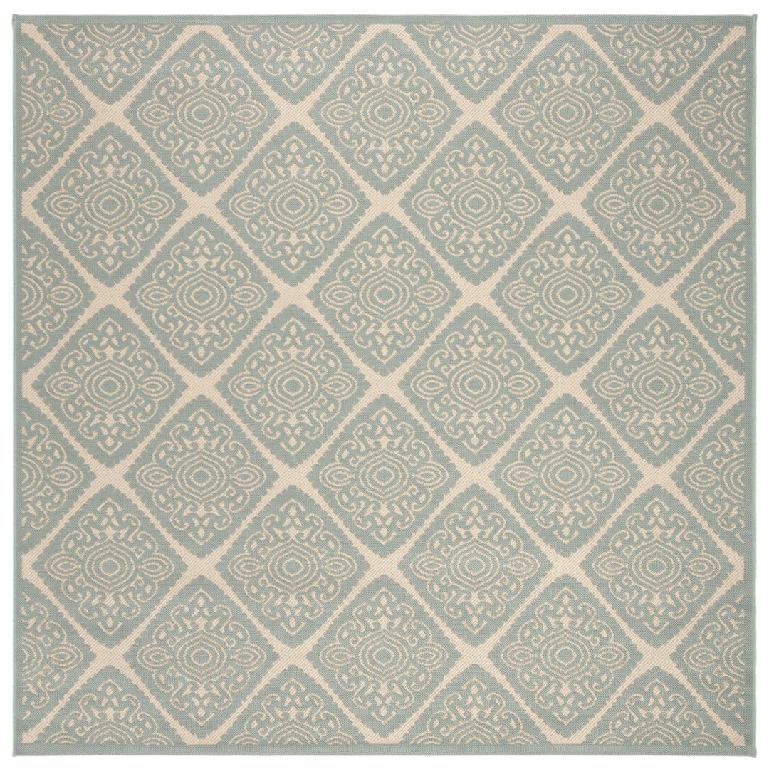 SAFAVIEH Outdoor LND132L Linden Collection Cream / Aqua Rug Image 1