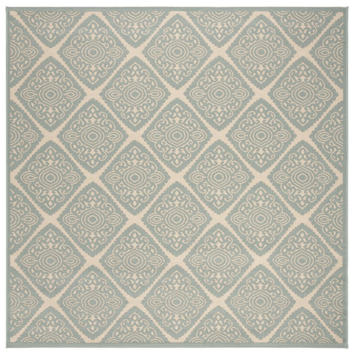 SAFAVIEH Outdoor LND132L Linden Collection Cream / Aqua Rug Image 1