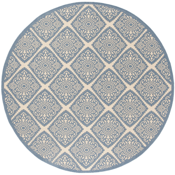 SAFAVIEH Outdoor LND132N Linden Collection Cream / Blue Rug Image 5