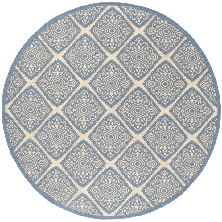 SAFAVIEH Outdoor LND132N Linden Collection Cream / Blue Rug Image 1