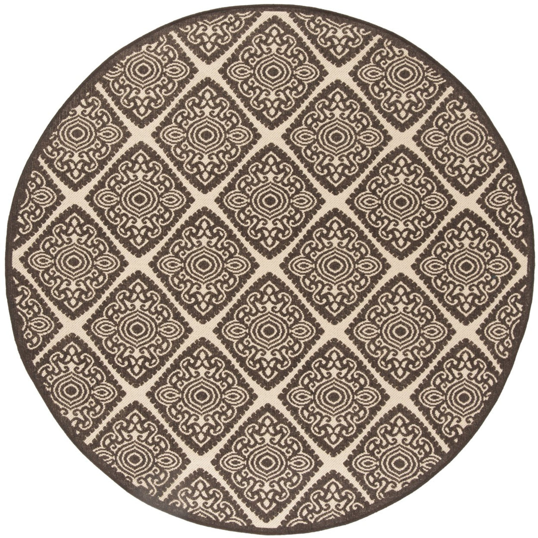 SAFAVIEH Outdoor LND132U Linden Collection Creme / Brown Rug Image 5