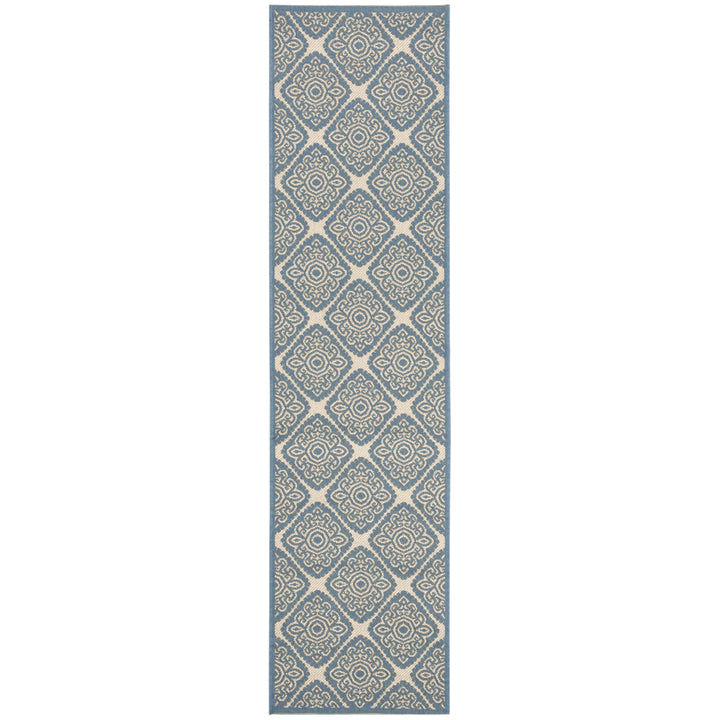 SAFAVIEH Outdoor LND132N Linden Collection Cream / Blue Rug Image 6