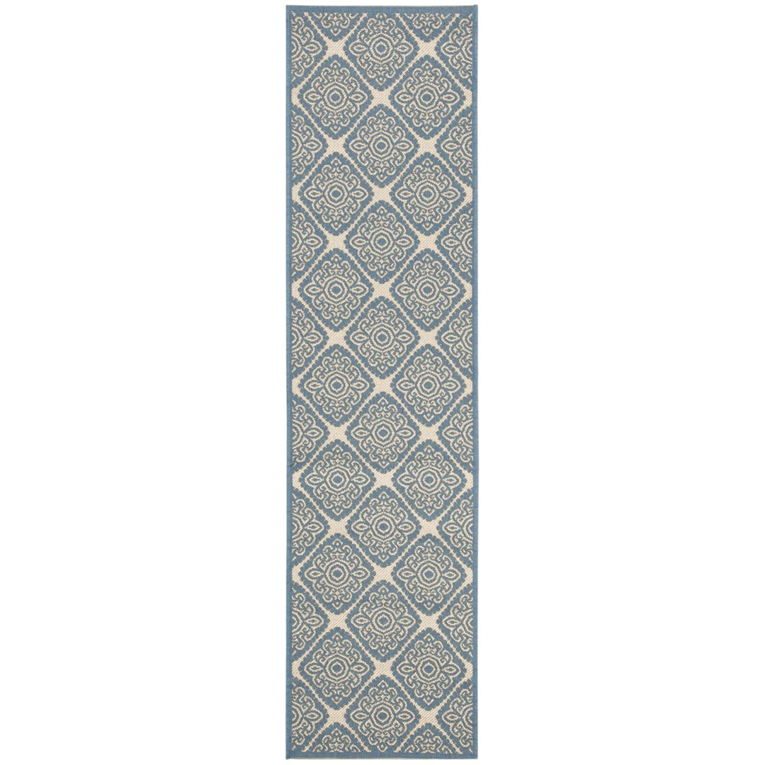 SAFAVIEH Outdoor LND132N Linden Collection Cream / Blue Rug Image 1