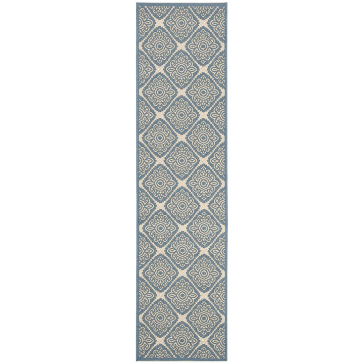 SAFAVIEH Outdoor LND132N Linden Collection Cream / Blue Rug Image 1